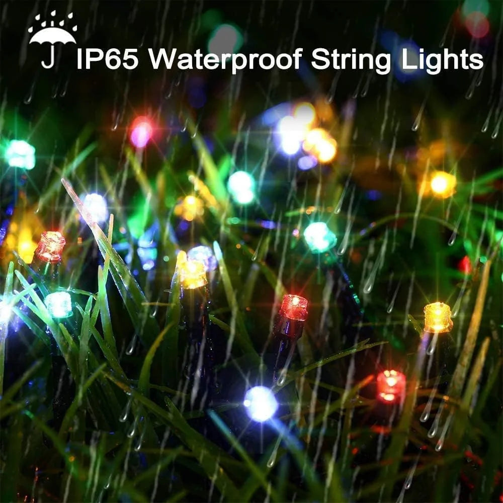 Solar Christmas Lights Solar String Lights Outdoor Waterproof Green Wire with 8 Modes Christmas Tree Lights Garden Lawn Decor