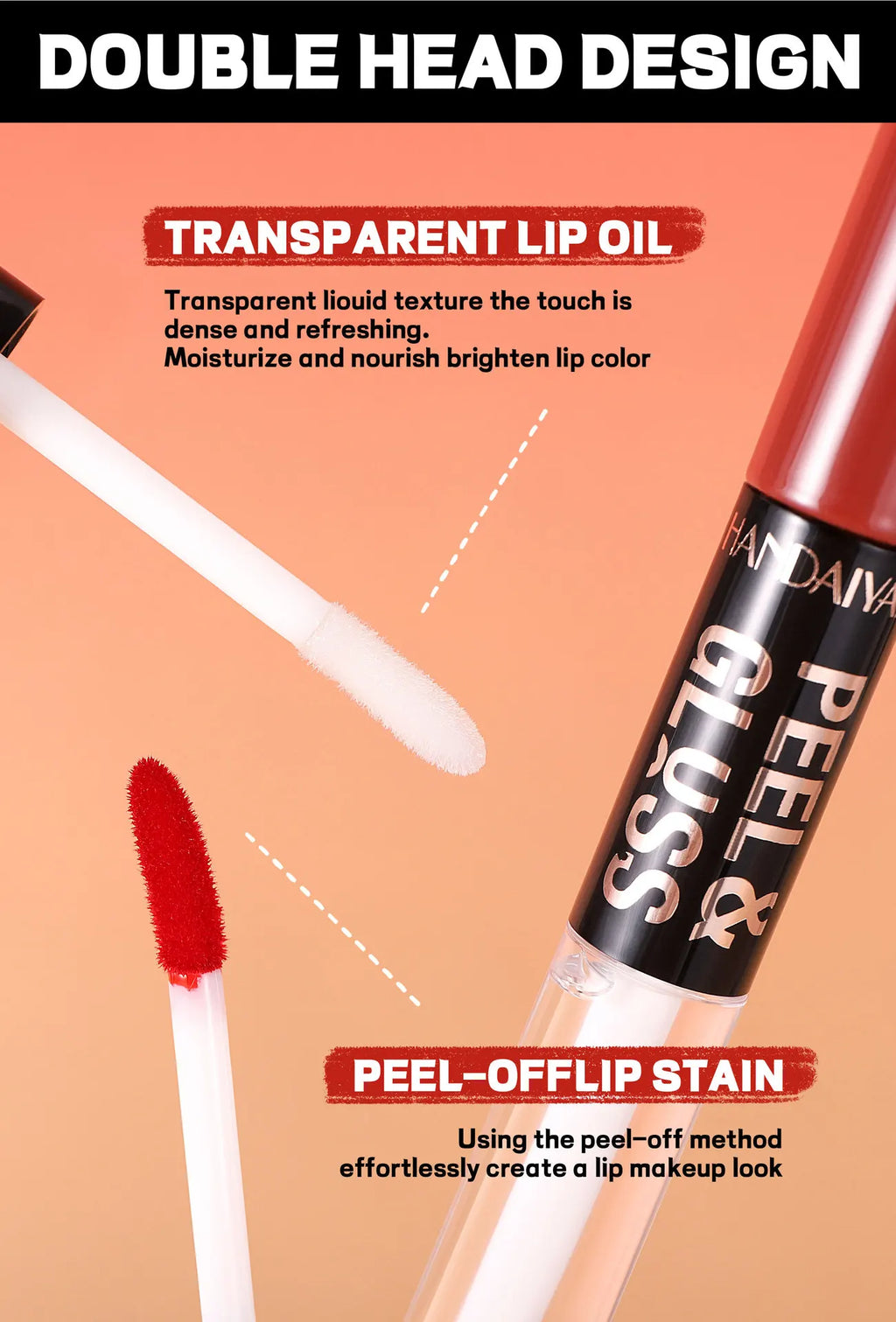 HANDAIYAN Matte Peel-Off Lip Stain Waterproof Transfer-Proof & Moisturizing 2-in-1 | Long-Lasting Lip Gloss & Lipstick