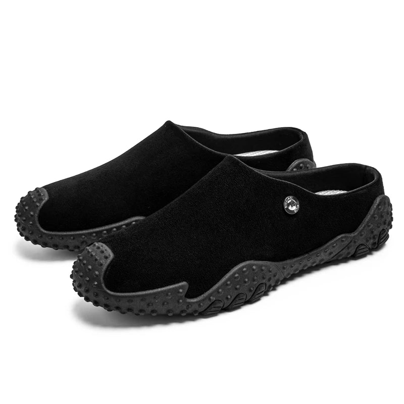 Fashion Slippers for Men Closed-toe Suede Slip Ons Shoes 2026 New Design Mens Casual Flats Loafers Comfortable Walking Shoes