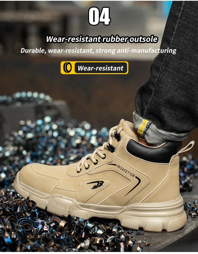 Work Safety Shoes Men Anti-smash Anti-puncture Work Sneakers Steel Toe Shoes Light Comfort Security Boots Indestructible Shoes