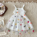 Summer Baby Girls  White Embroidered  Tie Back Suspender Dress Kids Sweet dress Children Outfit Skirt 6Month-3Y