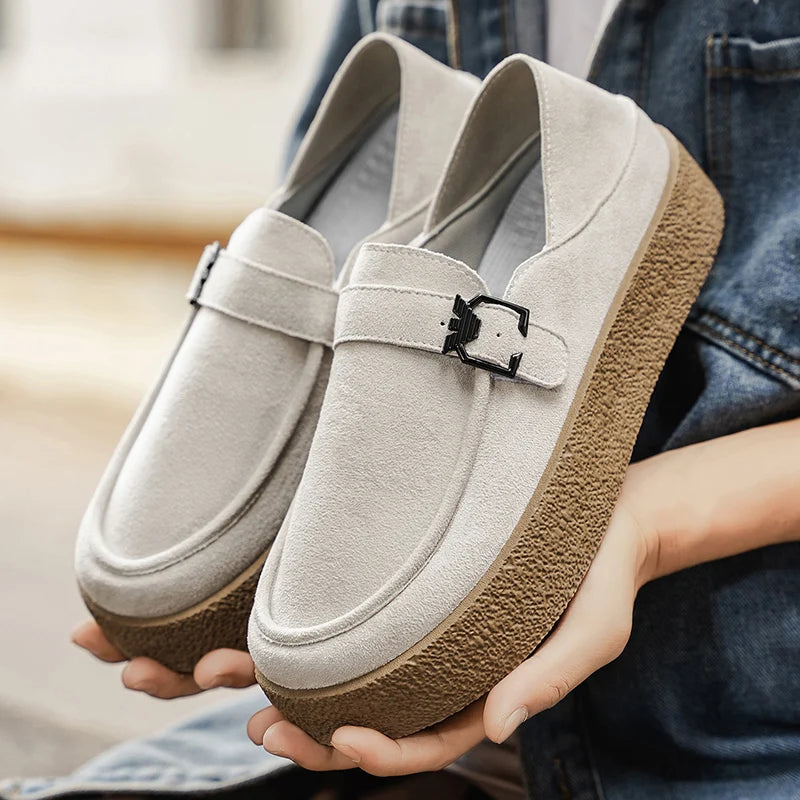 New autumn and winter men's shoes high-quality suede casual shoes British style thick soled board shoes fashionable slippers