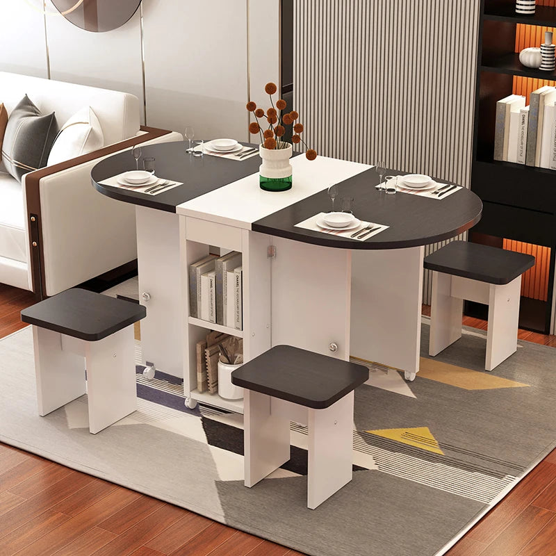 Folding White Dining Table Multifunction Family Waterproof Space Saving Dining Table Design Simple Mesas De Jantar Furnitures
