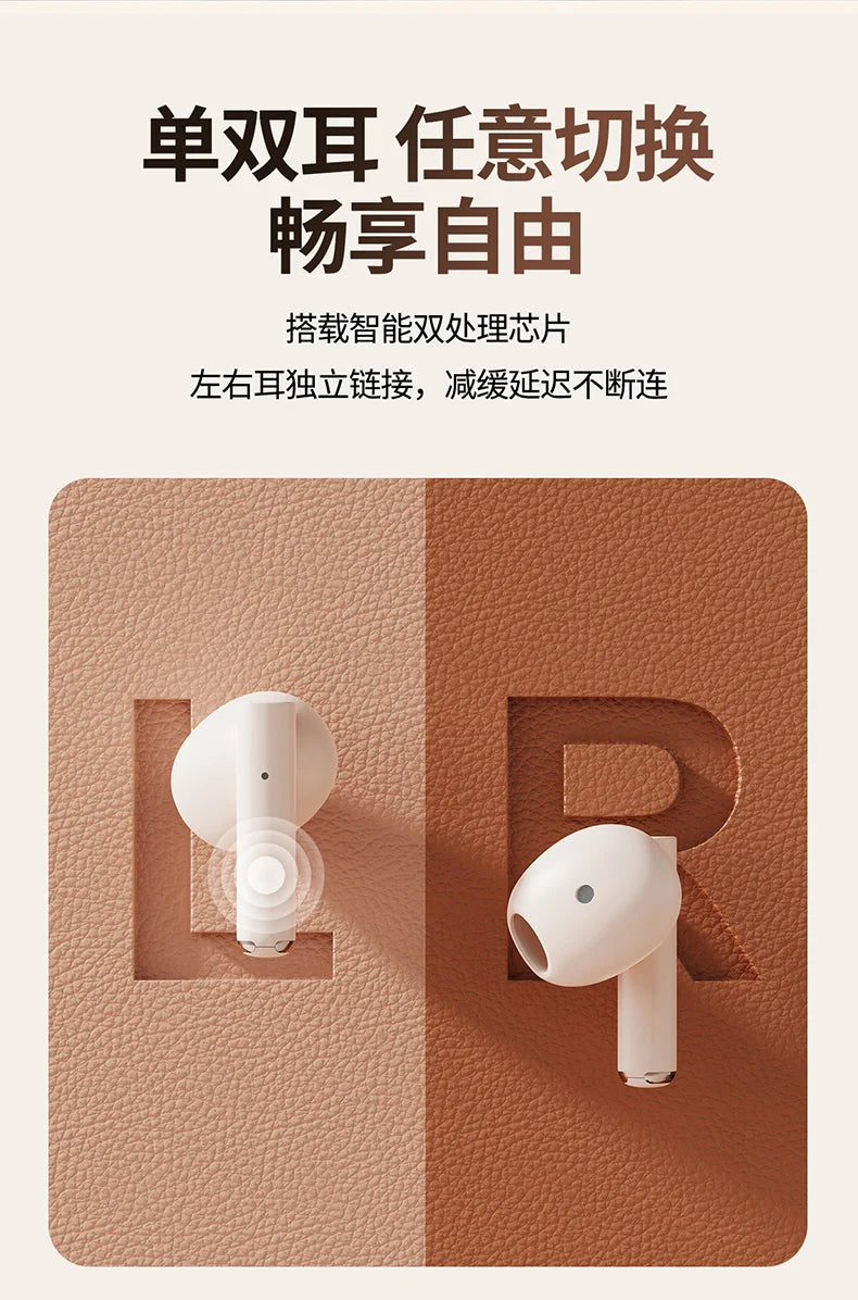 Bluetooth 5.4 vintage fashion wireless earphones, suitable for laptops, tablets, smartphones, and sports fitness, with LED displ