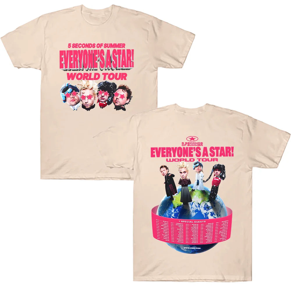 5 Seconds of Summer Everyone Is A Star T-shirt 5SOS World Tour 2026 T-shirt Summer T-shirt Men's Women's Fashion Clothing Y2K