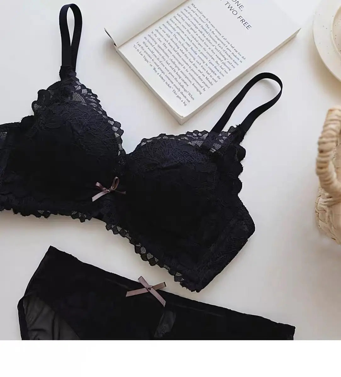 Women's Japanese Style Bra & Panty Set Luxury Lace Push Up Small Bust Support Adjustable Comfort No Gap Wirefree Free Shipping