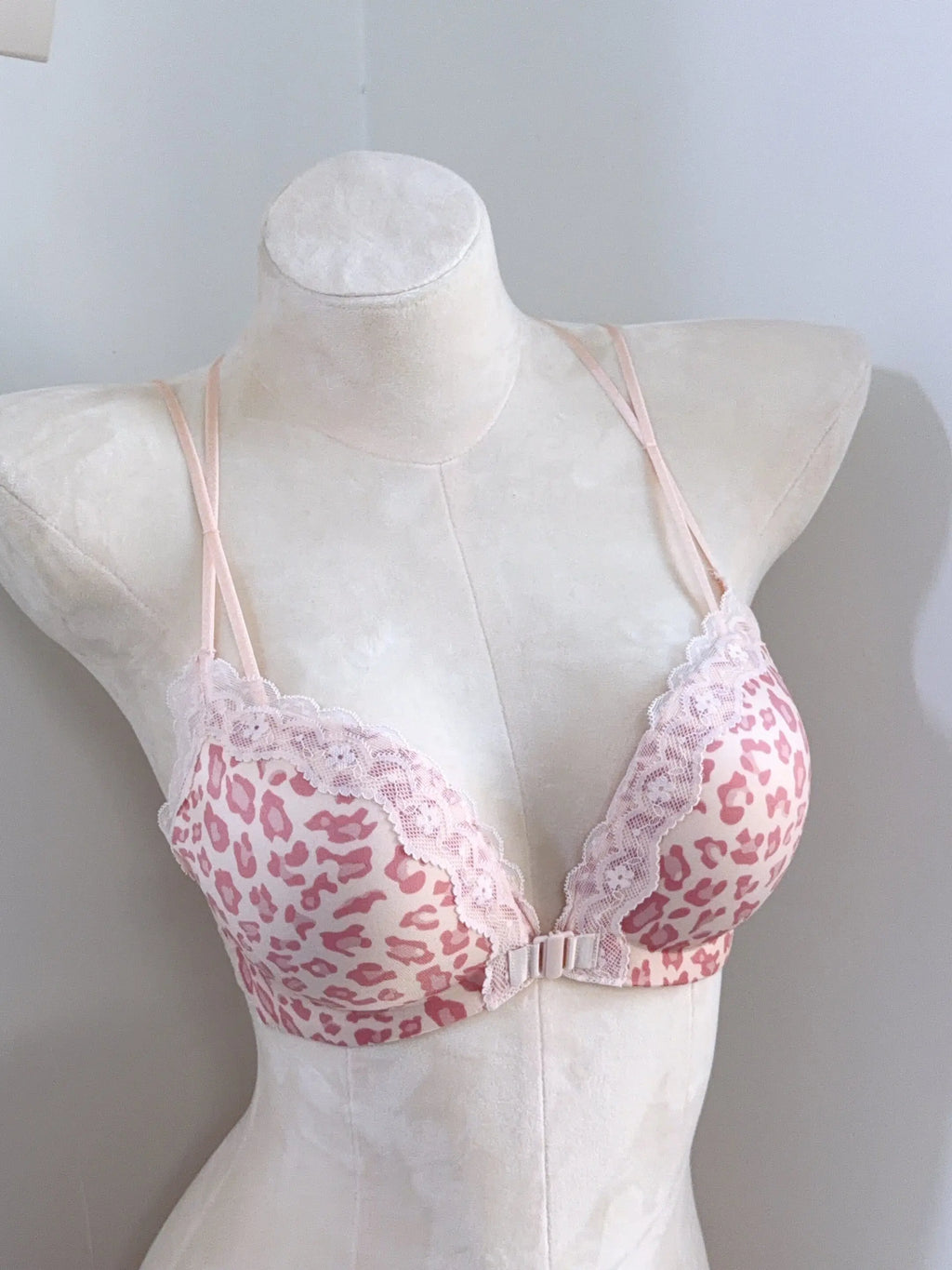 Hot Sale Front Closure Leopard Push Up Bra Set for Women, Backless Small Chest Lift Comfortable Underwear Set