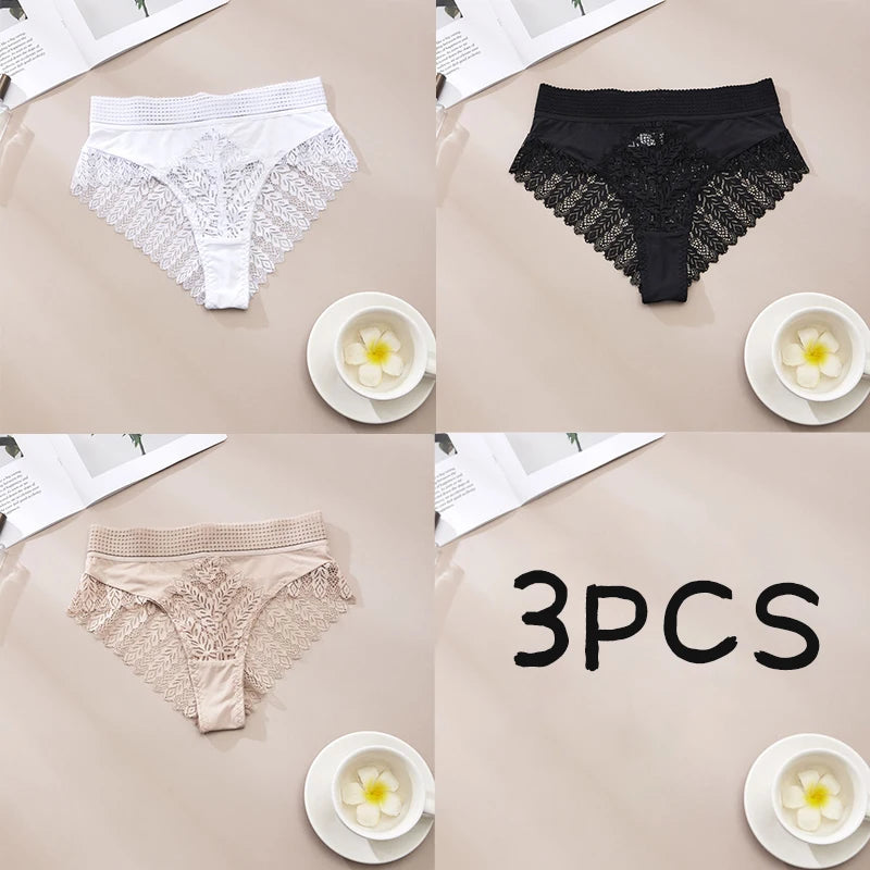 3PCS/set Sexy Brazilian Panties for Women Pants Sets Hot Ladies Underwear Female Lingerie Bra Bikini Solid Color Hollow Briefs