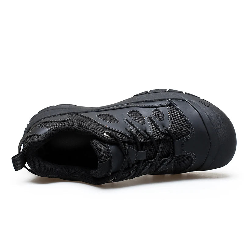 Men's New Outdoor Closed-Toe Casual Hiking and Mountaineering Shoes,Low-Top Style with Laces, Rubber Anti-Slip Sole, Solid Color