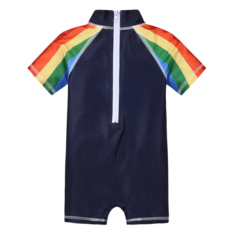 Summer Baby boy Short Sleeved Swimwear Sunscreen High Elasticity Cartoon Printing Cute And Cool Out Doors Swimming Pool  Parti