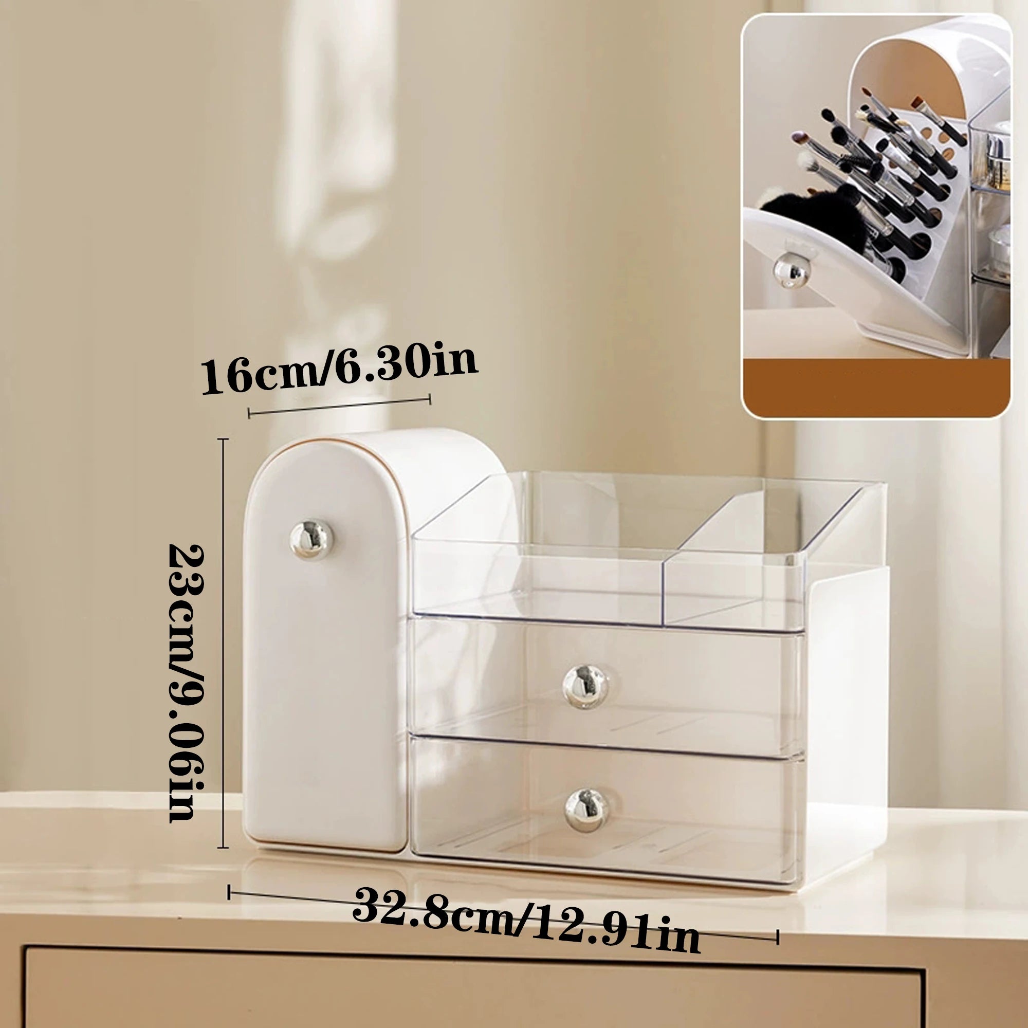 Multifunctional Cosmetics Storage Box, Dressing Table Lipstick and Eyebrow Pencil Organizer, Large-Capacity Skin Care Product, Makeup Brush, Facial Mask Storage, Cosmetics Storage Box