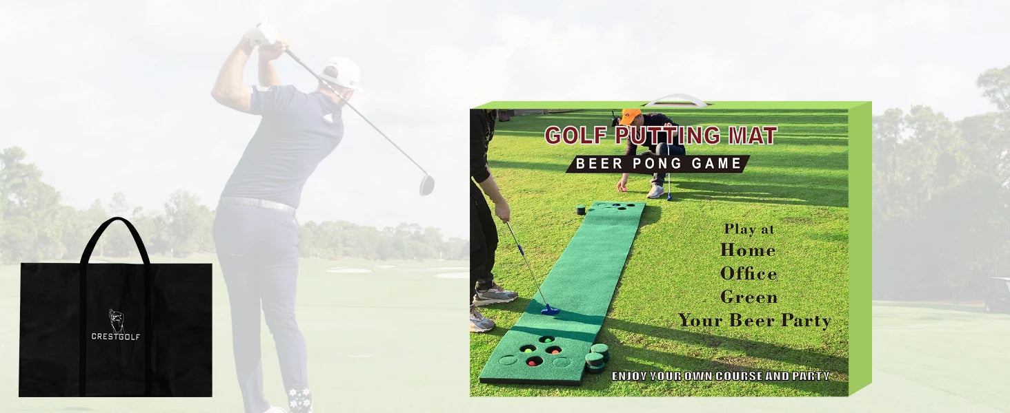 Golf Pong Putting Game Set with Front Border for Indoor & Outdoor,Training Aid for Backyard, Party, Office