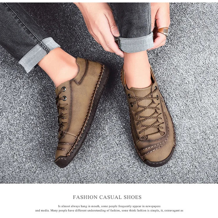 Shoes for Men Leather Casual Shoes Fashion Soft Homme Outdoor Comfortable High Quality Classic Ankle Non-slip Flats