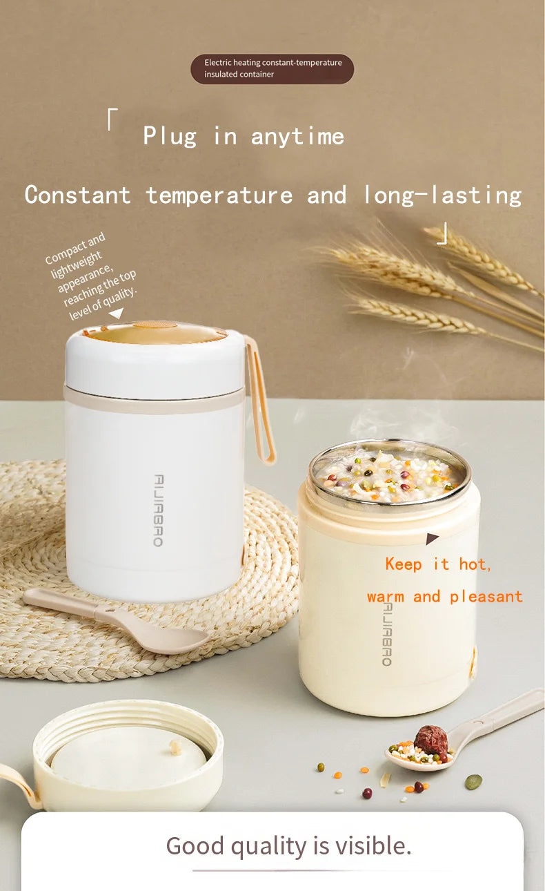 304 stainless steel thermos cup for office workers to take away portable mini thermal soup kettle rechargeable plug-in heating