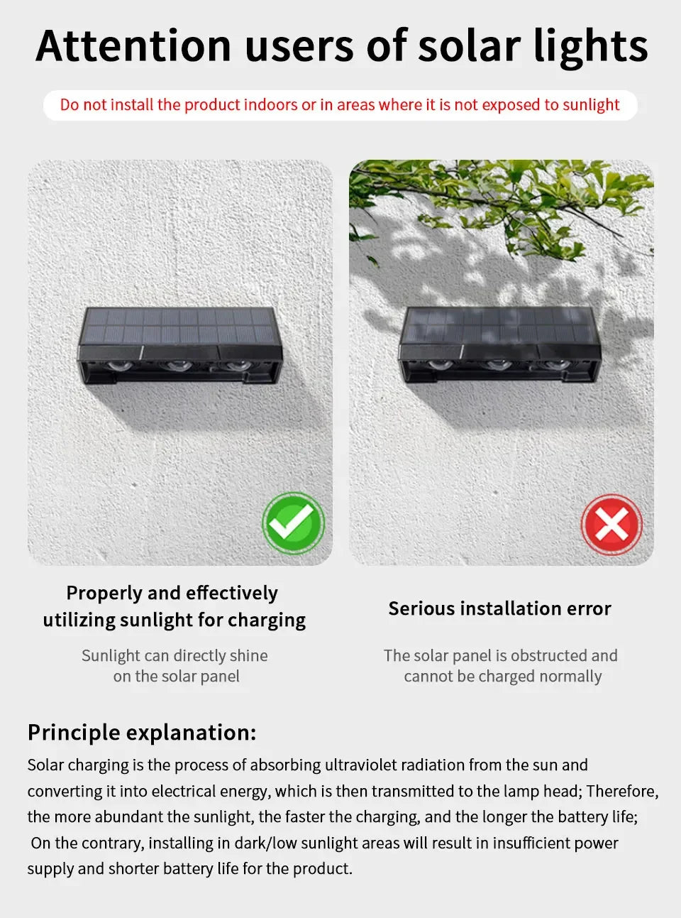 Solar Wall Light Outdoor Garden Lights Solar Powered Waterproof Solar Porch Lights Wireless Wall Mount Lights for Yard Balcony