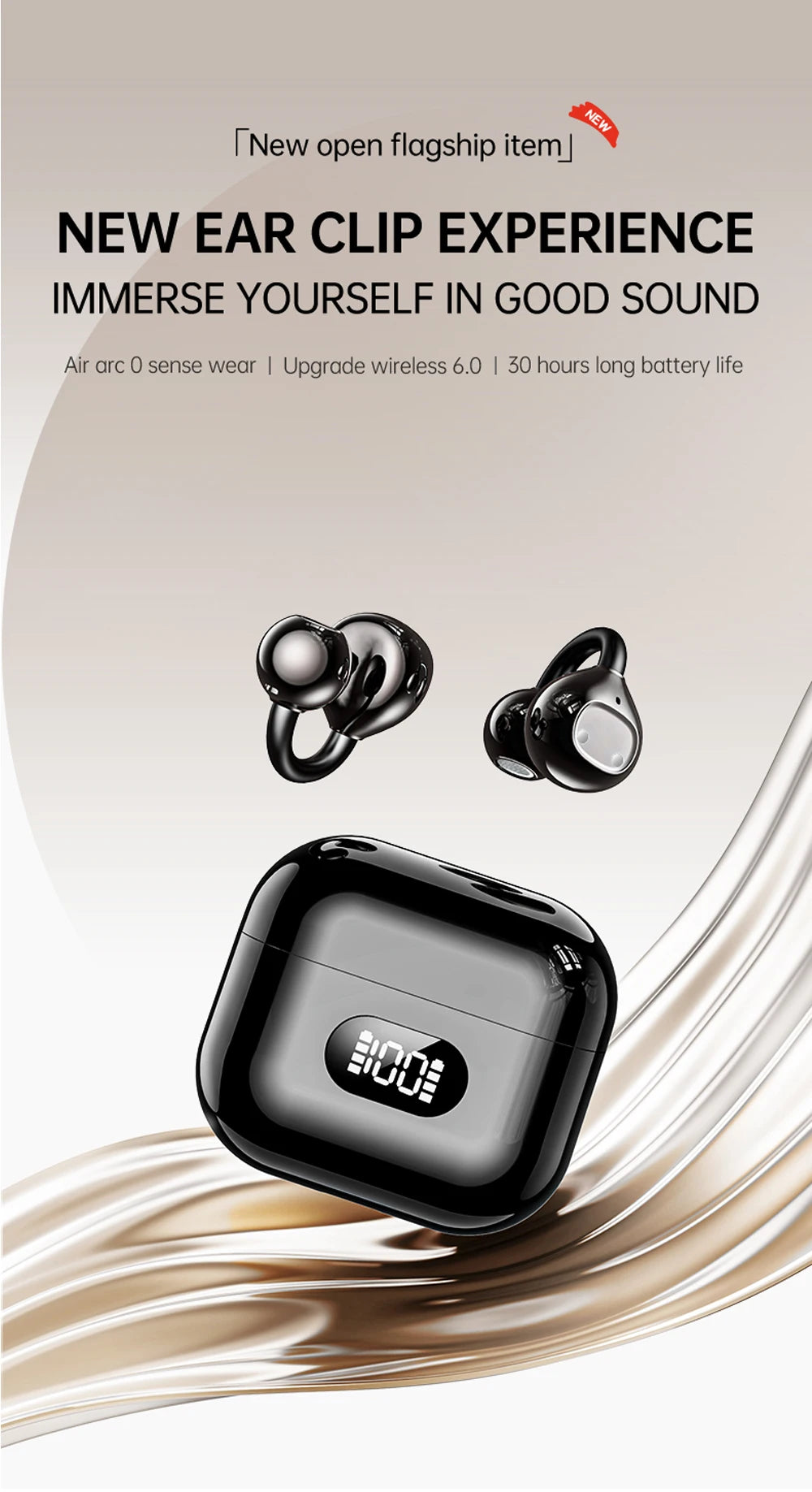 Earphone with Bluetooth 6.0 version X62 - Open-air wireless headphones for sports, commuting, low latency, high fidelity