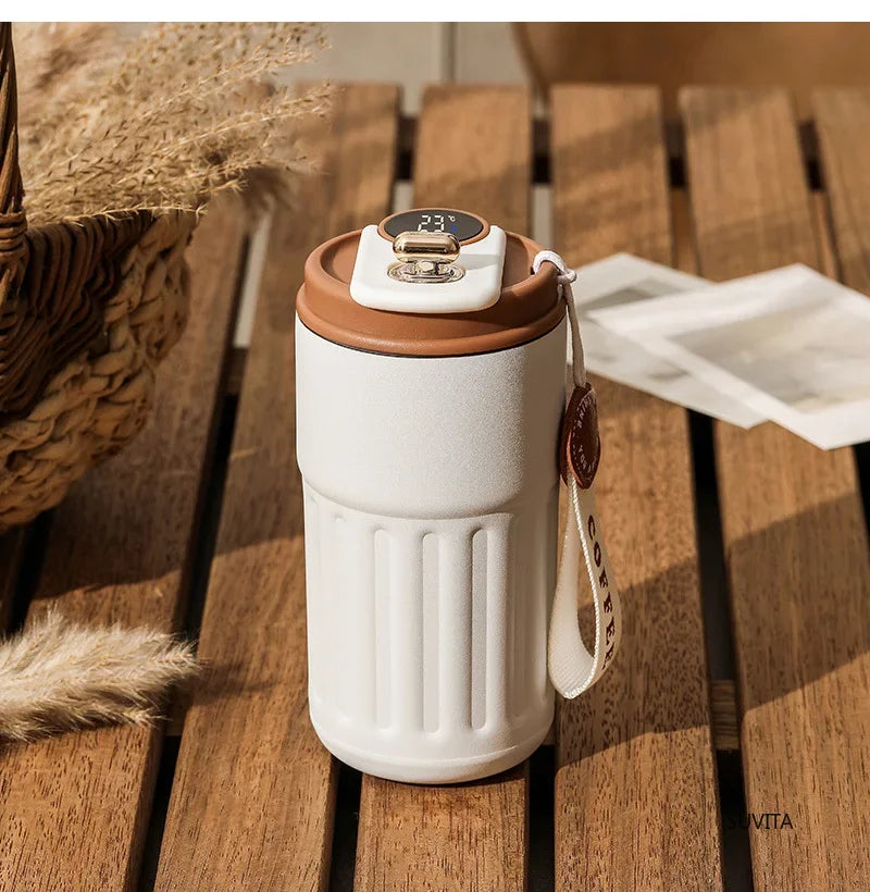 450ML Thermos Water Bottle Smart Display Temperature Stainless Steel Vacuum Coffee Cup Keep Cold and Heat Travel Thermal Mug