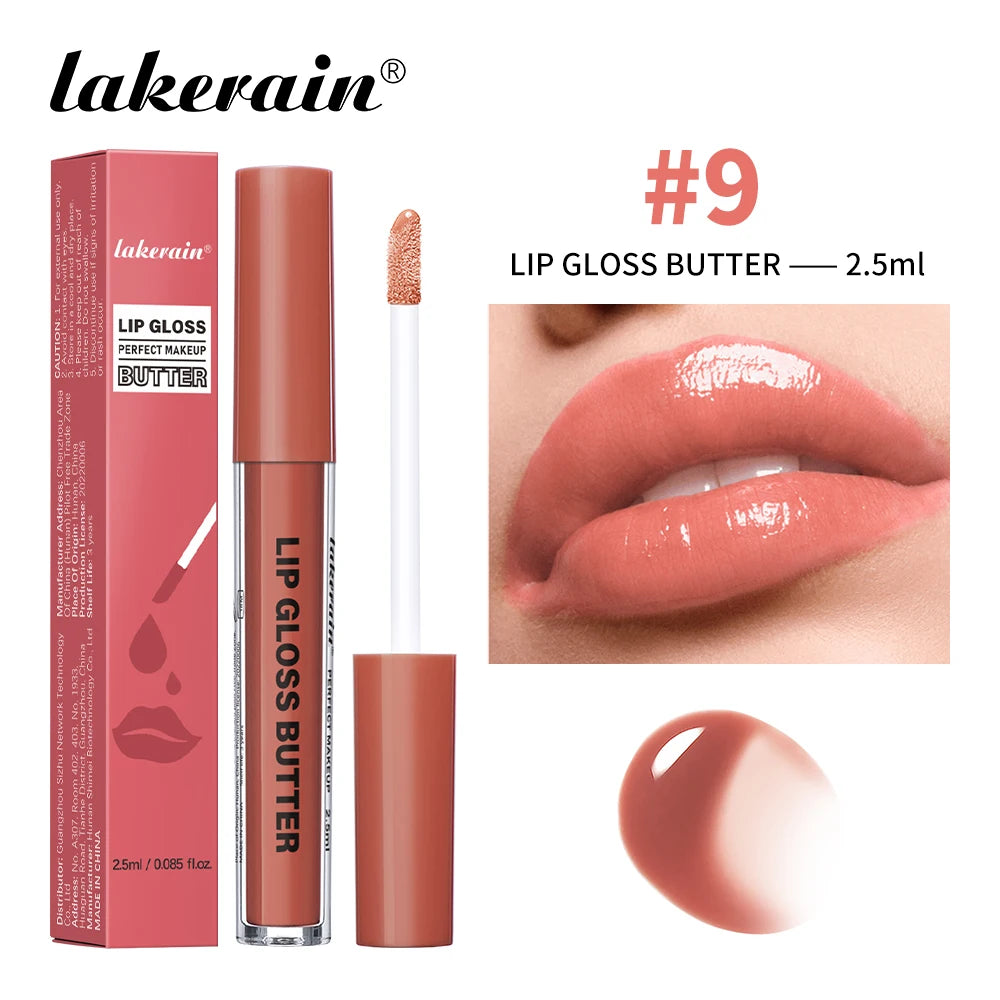 Lakerain Lip Gloss Butter  Long Lasting Non-stick  Beauty Waterproof Lip Stain Makeup Plumping Hydrating Lip Gloss Cosmetics