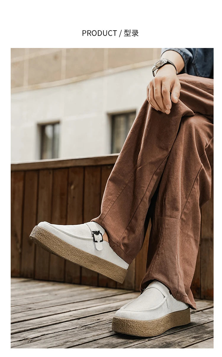 New autumn and winter men's shoes high-quality suede casual shoes British style thick soled board shoes fashionable slippers