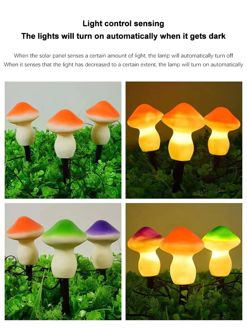 Solar Lights String Mushroom Lawn Fairy Lights LED Solar Lamps Outdoor For Garden Patio Terrace Path Landscape Decoration Lamps