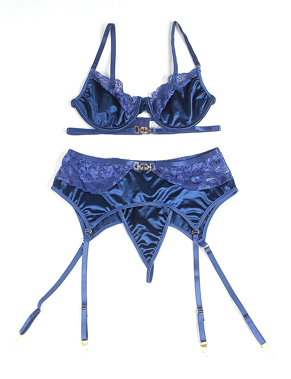 Comeondear Delicate Lace Stitching Exquisite Metal Buckle Bra Set And Garter Belt Panty Erotic Lingerie Hot Underwear Two Pieces