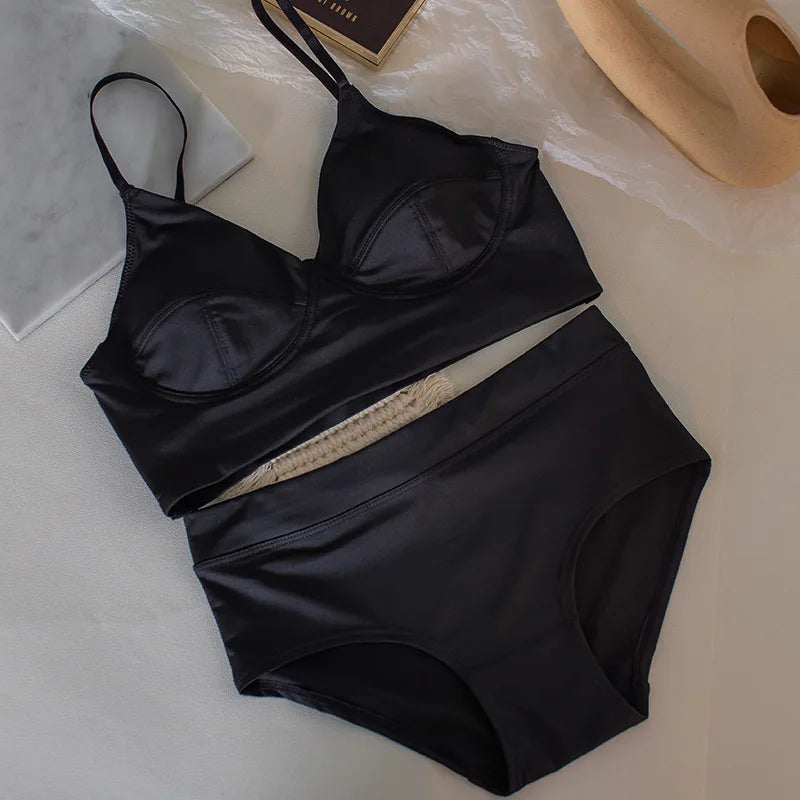 Women Casual Bra Set Elegant Ladies Plain Daily Lingerie Set Ladies Stretch Ventilate Bra and Panty Set Ladies Underwear