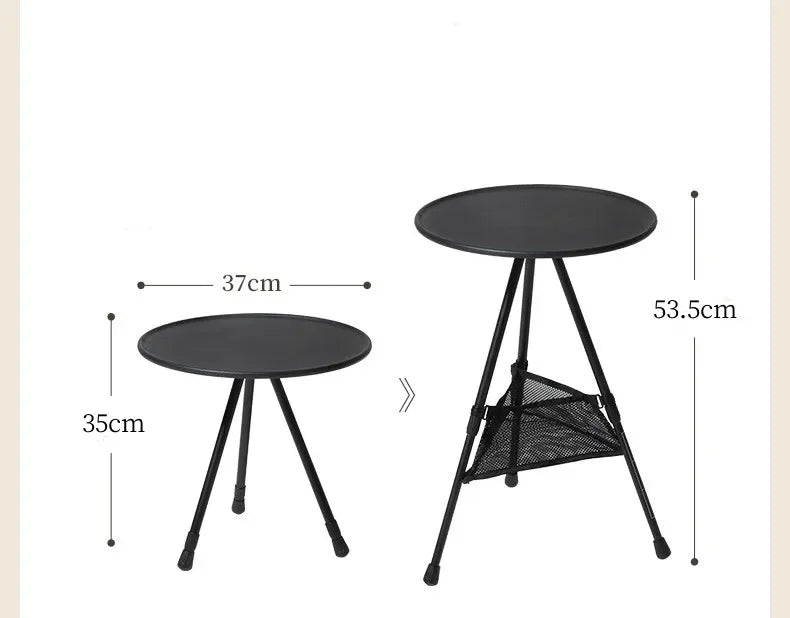 Telescopic Folding Round Table Outdoor Three-legged Dining Table Portable Aluminum Alloy Coffee Table Hike Picnic Liftable Table