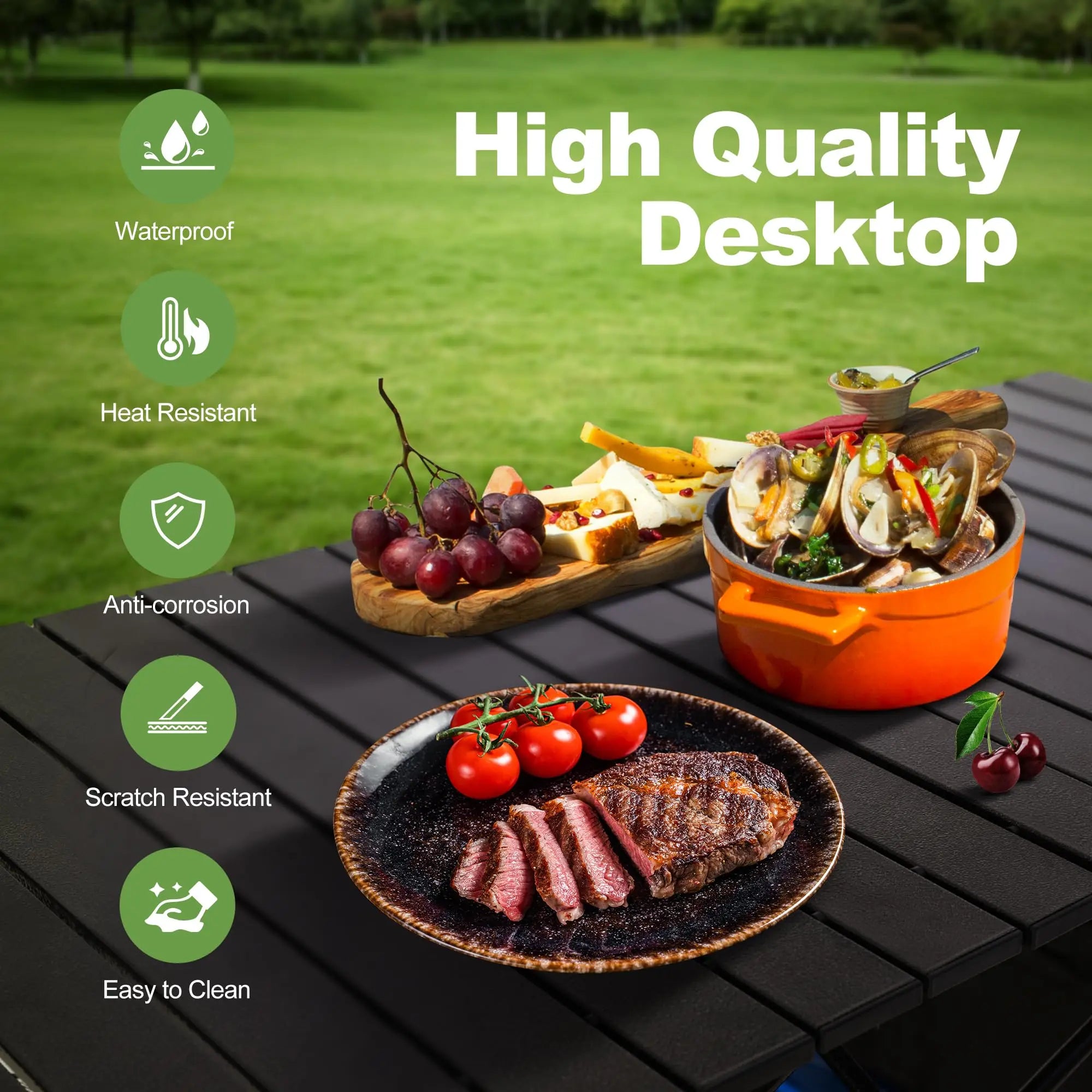 Folding Camping Table Portable Roll-up Table With Adjustable Height Large Storage Bag Carrying Bag For Outdoor&Indoor Picnic BBQ