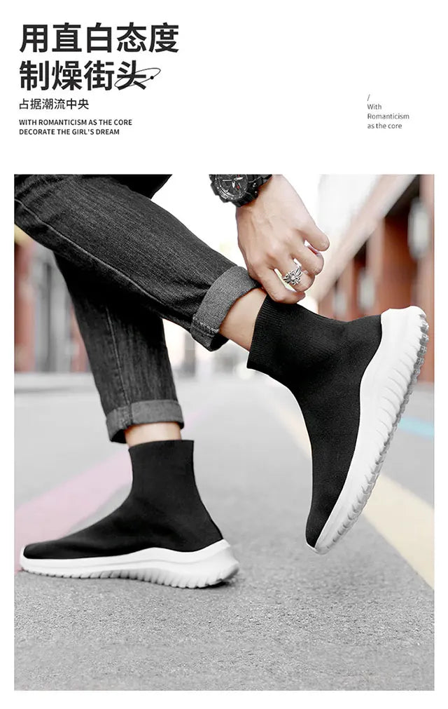 Men's and women's new high-top casual sports shoes walking flat ankle boots lovers non-slip shoes autumn and winter