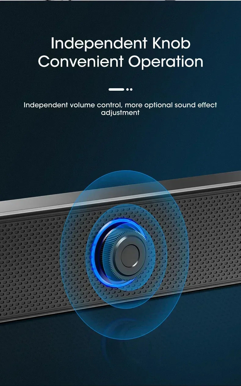 Bluetooth Computer Soundbar Speaker With Dual Speakers Powerful Bass Wired/Wireless Connection For PC Laptop Desktop
