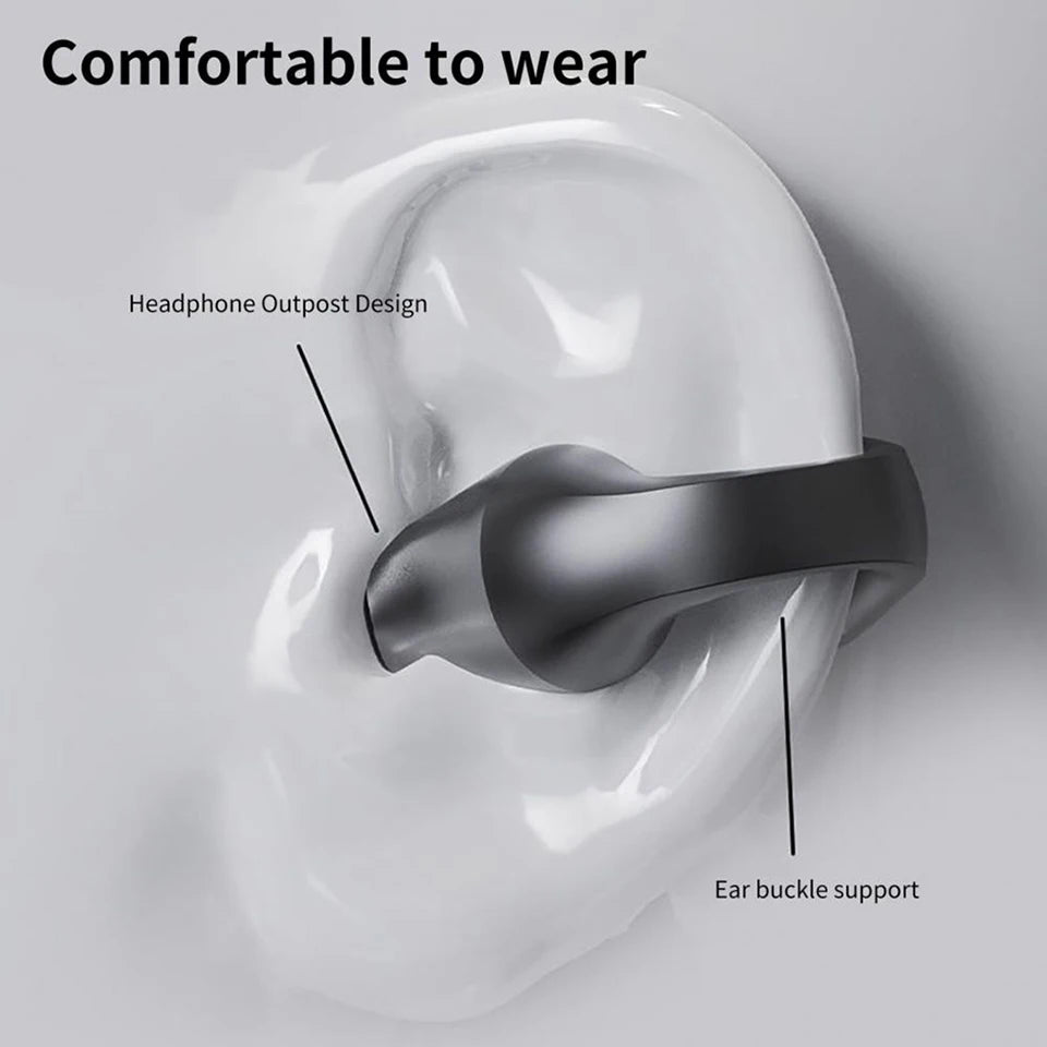 Wireless Bluetooth 5.2 Earphones Bone Conduction Earphones Sports Noise Reduction Ear Clip HiFI Stereo Earphones Digital Display