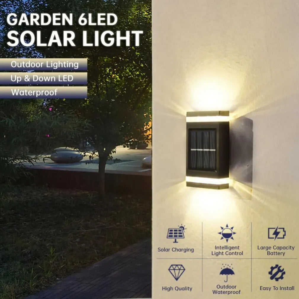 Solar LED Light Outdoor Waterproof Wall Lamp Dusk to Dawn Fence Lighting for Summer Garden Yard Porch Walkway Camping Home