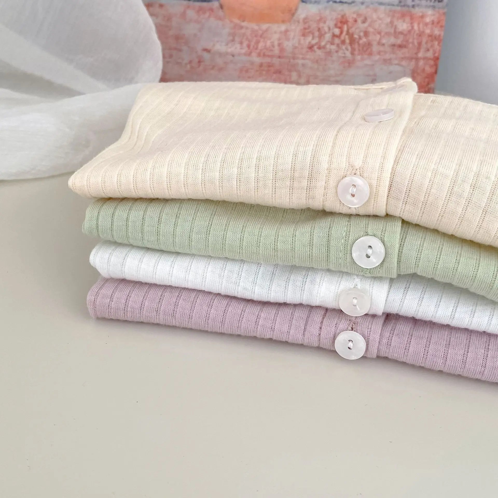 Summer Baby Girl Sunscreen Shirt Solid Color Simple Round Neck Air Conditioning Cardigan Lightweight Breathable Girl's Coat