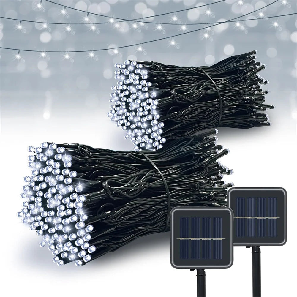 Solar Christmas Lights Solar String Lights Outdoor Waterproof Green Wire with 8 Modes Christmas Tree Lights Garden Lawn Decor