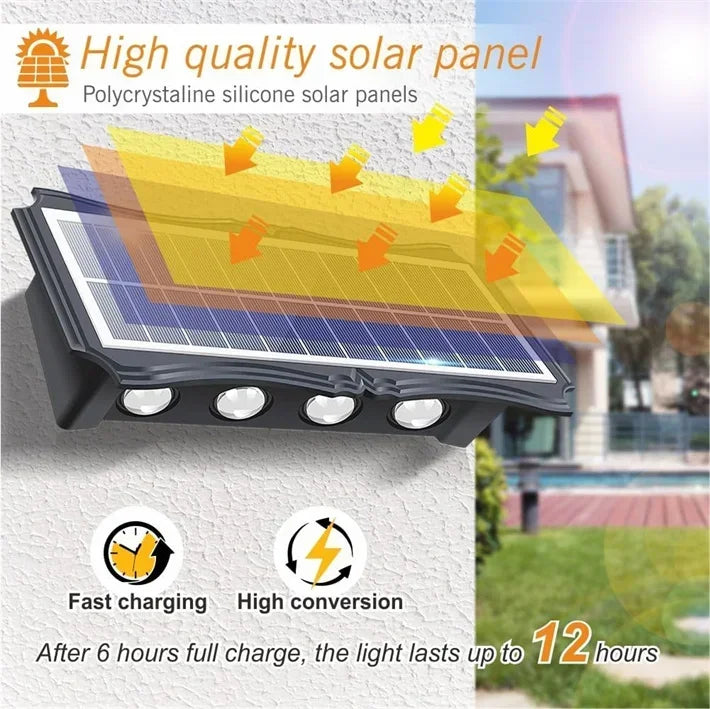 Solar LED Light Wall Lamp Outdoor Waterproof High Brightness Up and Down Luminous Lighting for Outdoor Garden Decoration