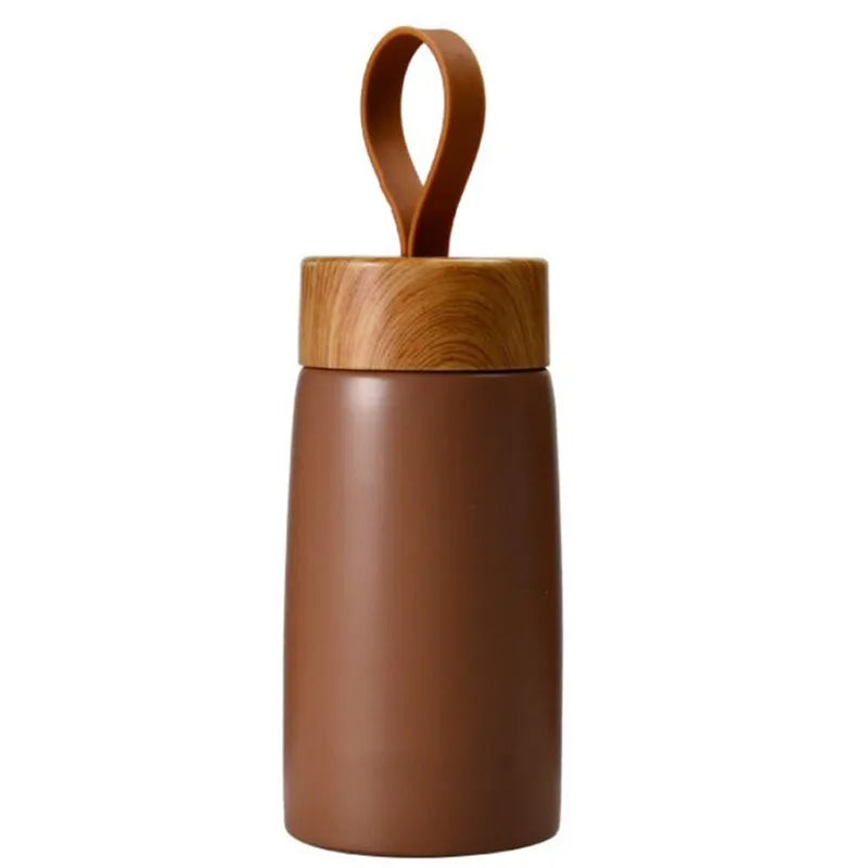 PortableThermal Cup Double Wall Travel Mug Creative Wood Grain Mini Cups Stainless Steel Vacuum Insulated Bottle