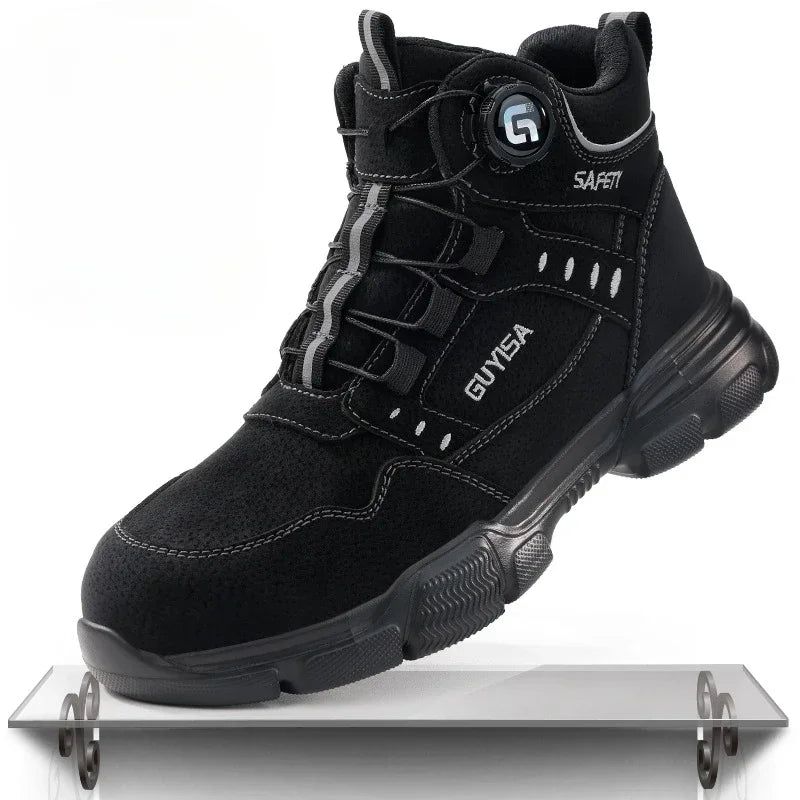 Men Shoes Safety Work Shoes Anti-smash Anti-puncture Safety Steel Toe Shoes High-cut Waterproof Anti-slip Light Soft Ankle Boots