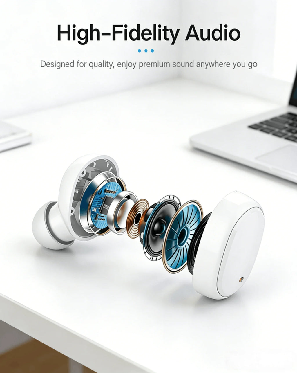 Wireless Bluetooth Earbuds, Mini In-Ear Design, Ultra Comfortable Fit, High-Definition Lossless Sound Quality.
