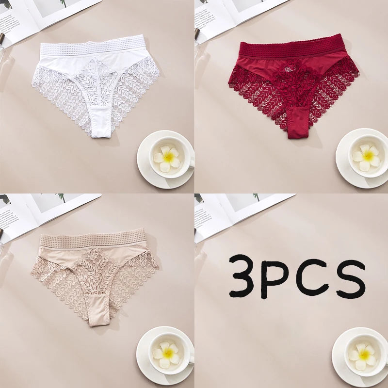 3PCS/set Sexy Brazilian Panties for Women Pants Sets Hot Ladies Underwear Female Lingerie Bra Bikini Solid Color Hollow Briefs
