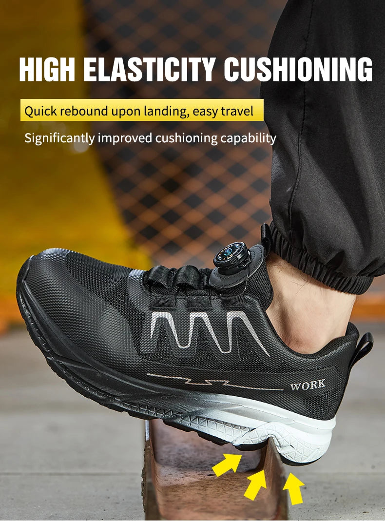 Men‘s Work Shoes Steel Toe Anti-smash Shoes Indestructible Safety Shoes Lightweight Breathable Sneakers Construction Site Shoes