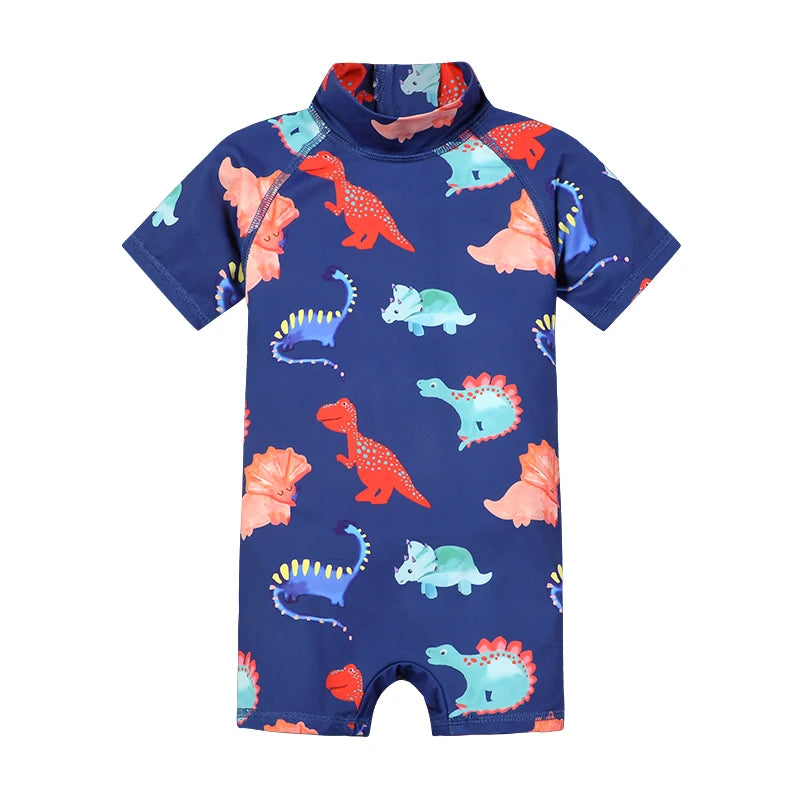 Summer Baby boy Short Sleeved Swimwear Sunscreen High Elasticity Cartoon Printing Cute And Cool Out Doors Swimming Pool  Parti