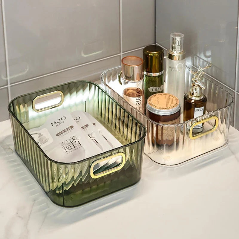 Cosmetics Box Desktop Storage Drawer Stackable Storage Box with Handle Makeup Organizers Basket Poatable Sundries Acrylic Rack