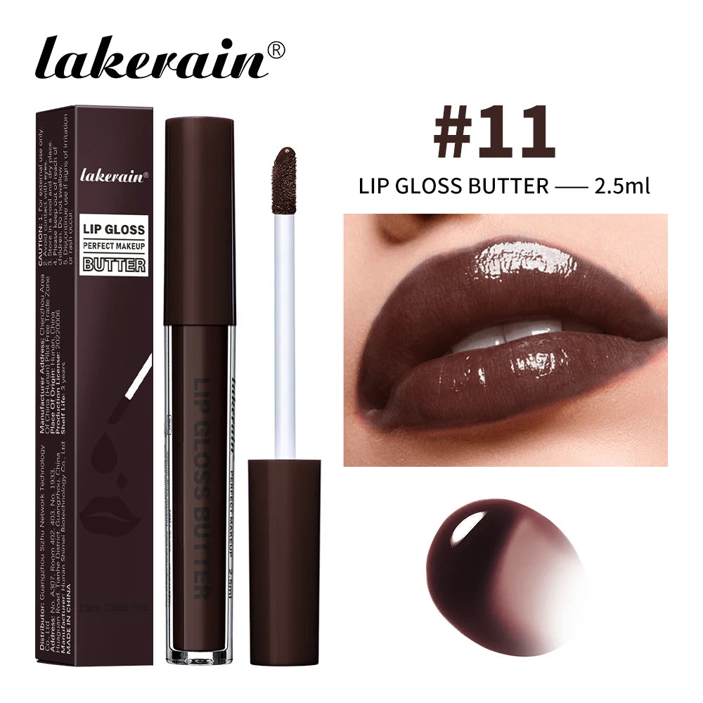 Lakerain Lip Gloss Butter  Long Lasting Non-stick  Beauty Waterproof Lip Stain Makeup Plumping Hydrating Lip Gloss Cosmetics