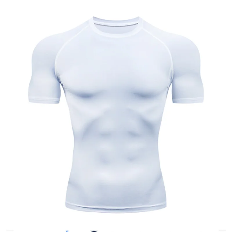 Summer Short Sleeve Men Compression Tee Shirt Bat Print Sport Quick Dry Gym Tshirt Fitness Workout Undershirt Elasticity Top Tee
