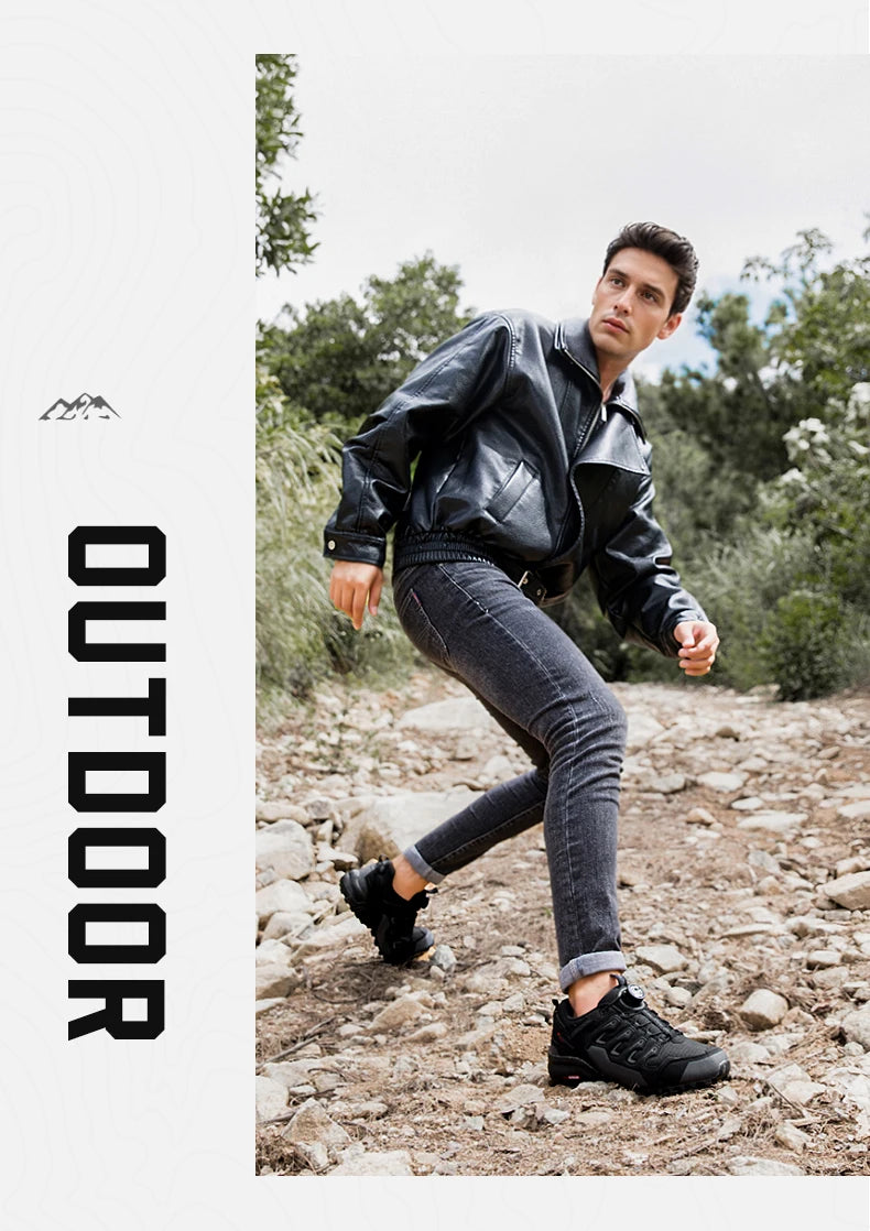 Men's Hiking Shoes Suede Leather Outdoor Shoes Wear-resistant Men Trekking Walking Hunting Tactical Sneakers