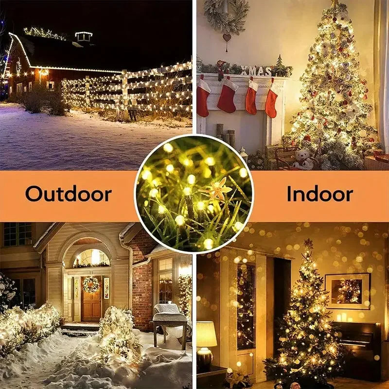 LED Solar String Lights Fairy Lights 8 Lighting Modes Waterproof Suitable for Outdoor Gardens Weddings Parties Dances