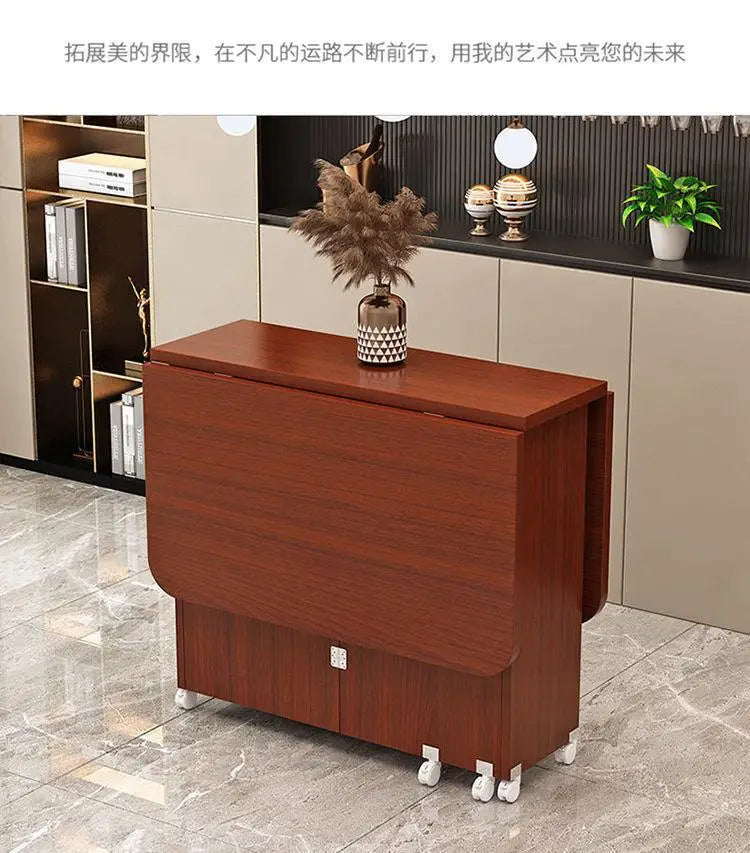 Folding Dining Table for Home Use, Small Apartment, Simple Multi-Functional Mobile Rectangular Dining Table