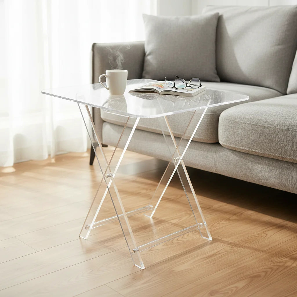1pc Acrylic Folding Lightweight Table  Foldable Small Coffee Table Tatami Window Low Table Balcony Table Collapsible  Mini Desk