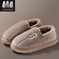 Men's slippers Winter Solid Color Wrap Heels Plush Slippers Non-slip Warm Women Men Home Casual Cotton Shoes Big Size 50 51