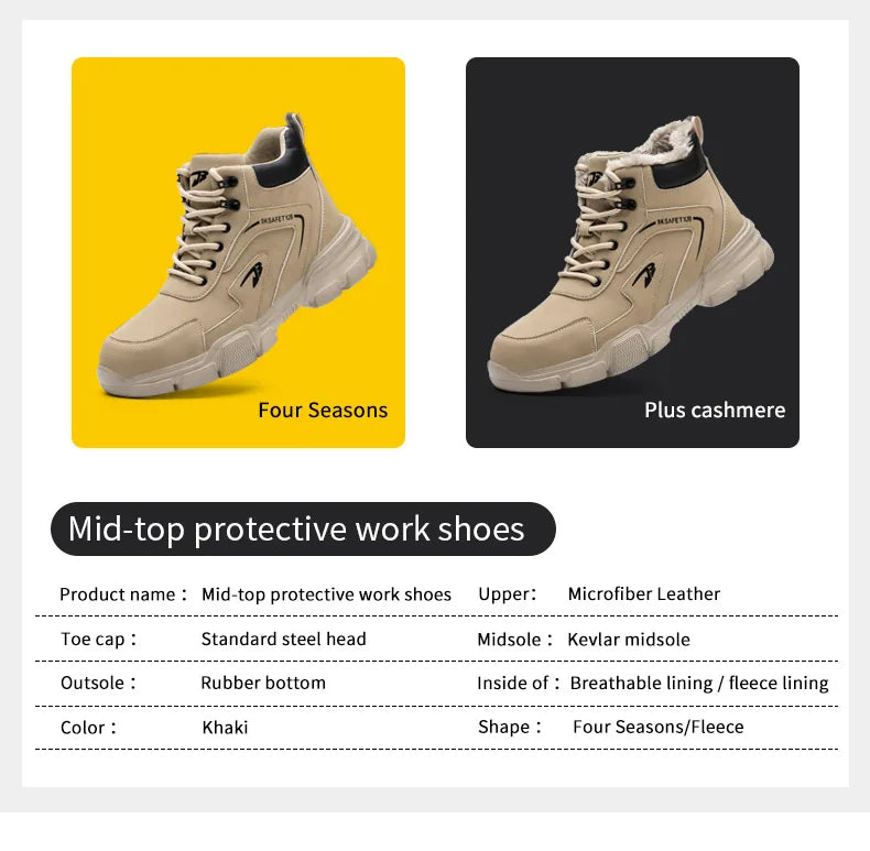 Work Safety Shoes Men Anti-smash Anti-puncture Work Sneakers Steel Toe Shoes Light Comfort Security Boots Indestructible Shoes